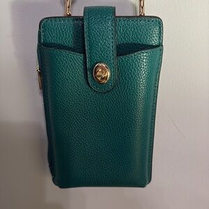 Coach Turnlock Chain Phone Case Crossbody Green